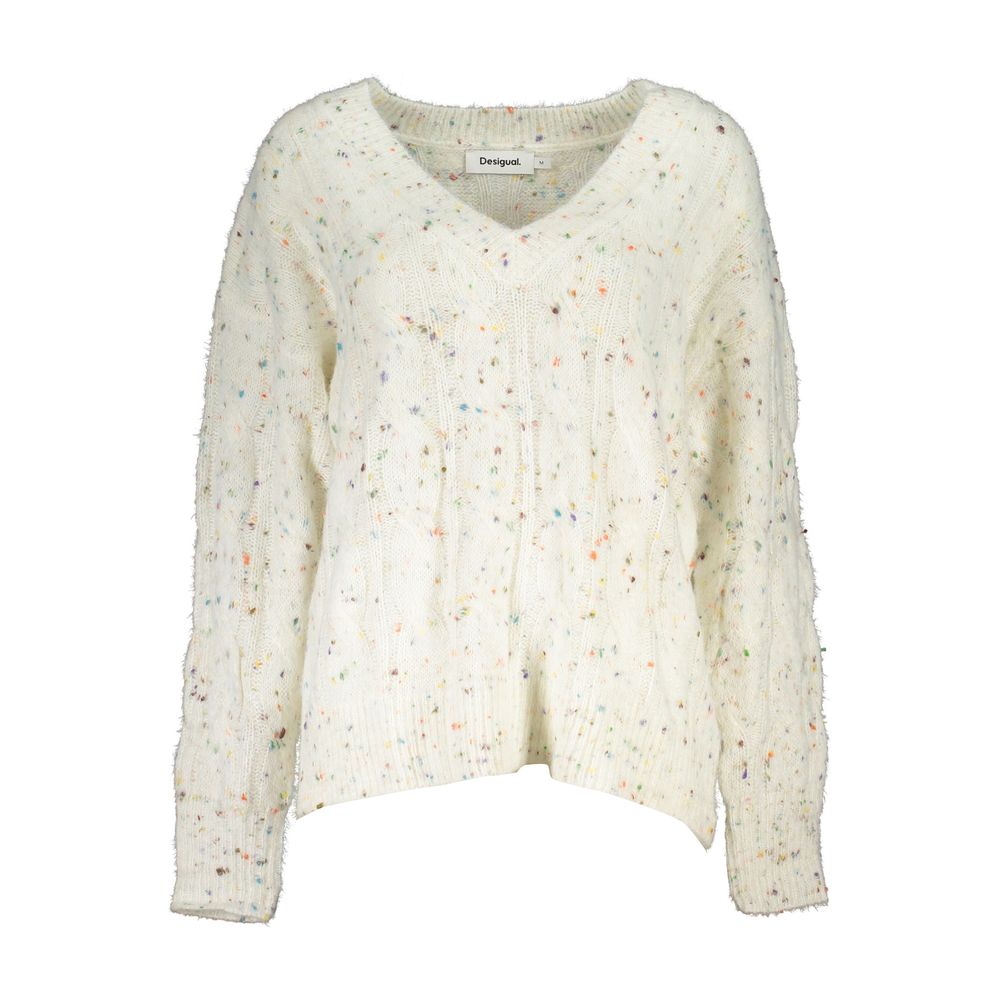 Sweatshirt by Desigual for women in polyester & viscose white showcases a slouchy chic silhouette, artfully detailed with a slouchy chic and for a slouchy chic finish.