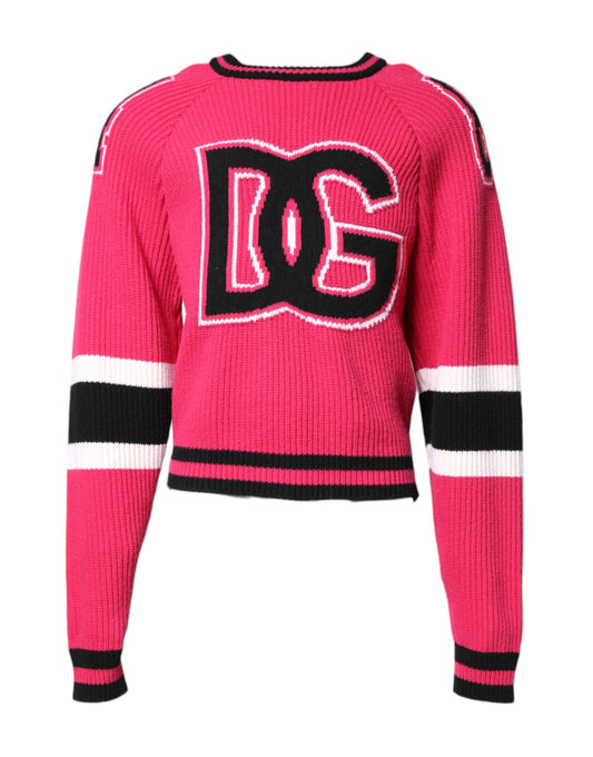 Sweater by Dolce & Gabbana for men in nylon cotton pink & print features an tactile silhouette, showcasing a sophisticated crew neckline and tactile for a refined finish.