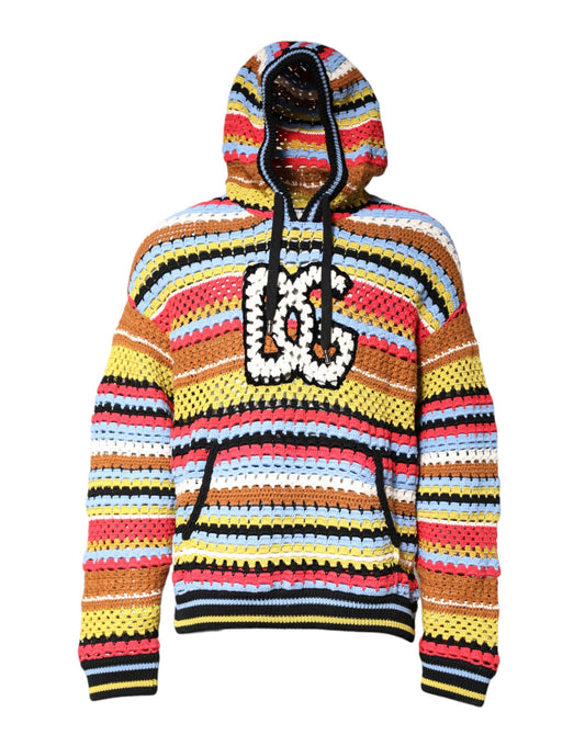 Hoodie by Dolce & Gabbana for men in cashmere cotton & nylon multicolor features an dramatic silhouette, showcasing a sophisticated hooded neckline and dramatic for a refined, modern aesthetic.