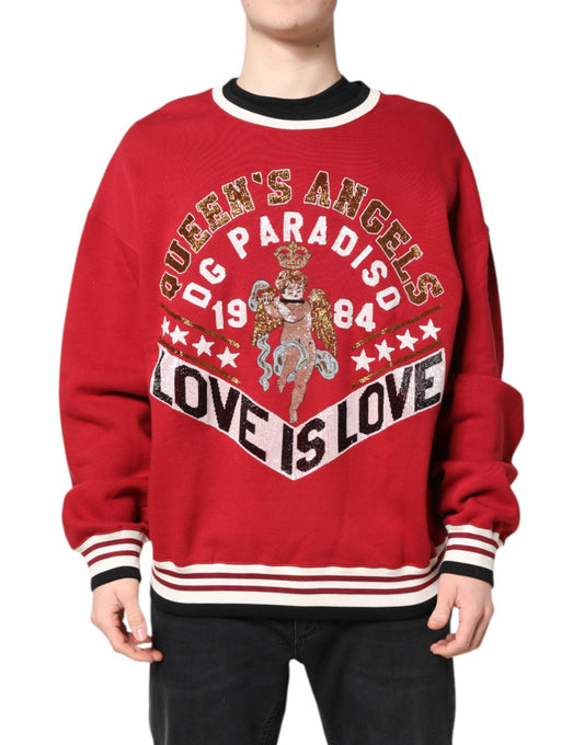 Sweatshirt by Dolce & Gabbana for men in polyester cotton & sequins red features an enviable silhouette, showcasing a premium and refined round neckline for a truly enviable finish.