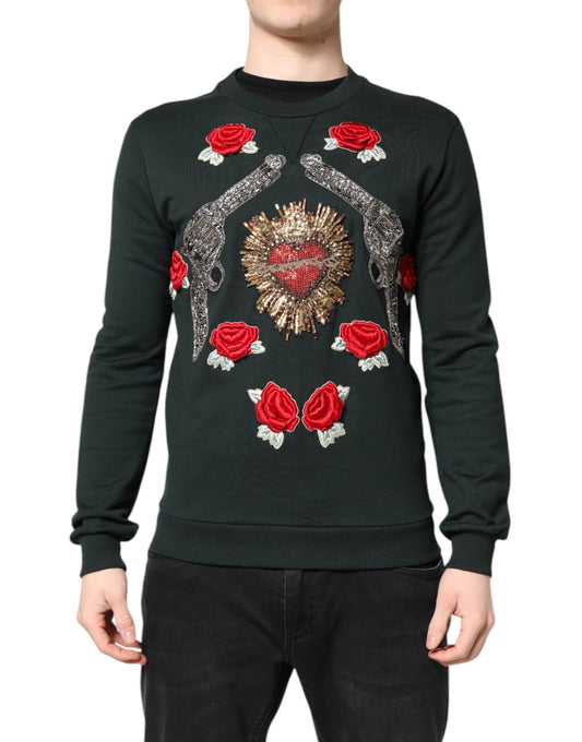 Sweater by Dolce & Gabbana for men in cotton black & floral showcases an masterful silhouette, artfully detailed with a masterful crew neckline and for a sophisticated, premium finish.