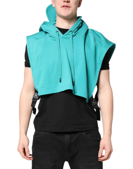 Hoodie by Dolce & Gabbana for men in cotton polyester green showcases a city-ready silhouette, artfully detailed with a signature hooded neckline and sleeveless for a city-ready finish.