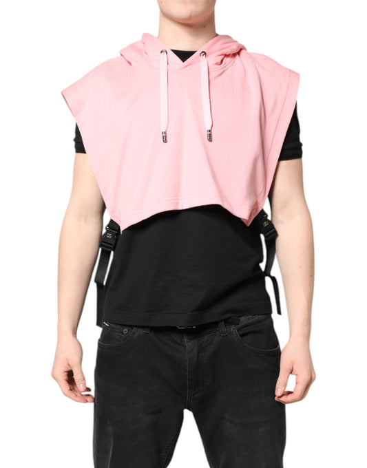 Hoodie by Dolce & Gabbana for men in cotton pink features an luminous silhouette, showcasing a sophisticated hooded neckline and sleeveless for a truly luminous look.