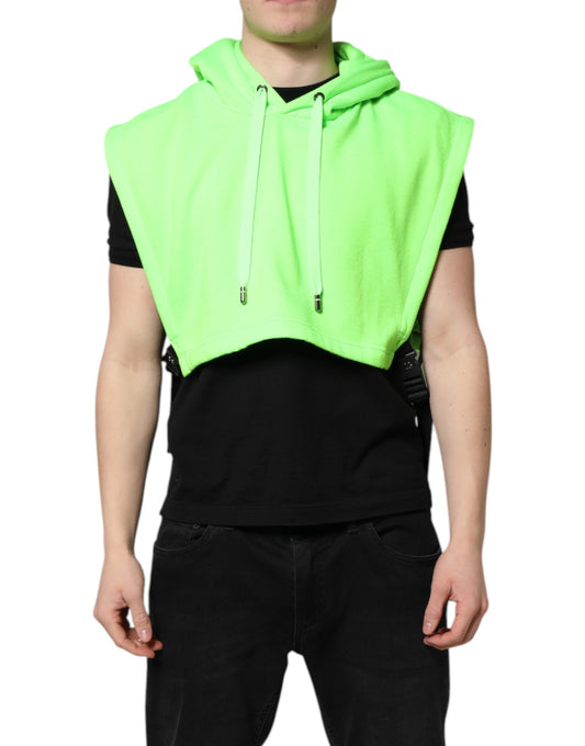 Hoodie by Dolce & Gabbana for men in polyester green features a authentic silhouette, showcasing a sophisticated hooded neckline and authentic sleeveless detail for a refined finish.