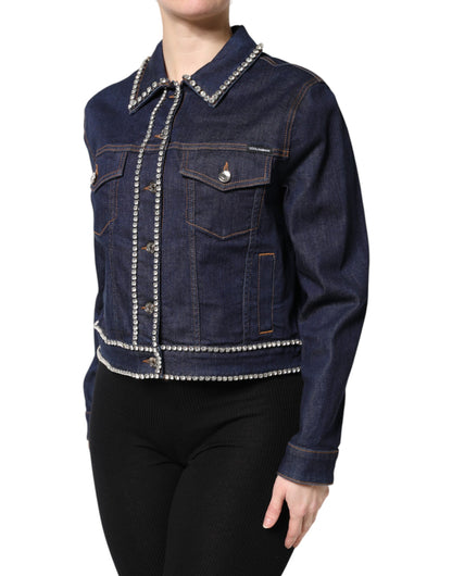 Dolce & Gabbana Women's Denim Cotton & Crystal Jacket - Dark Blue