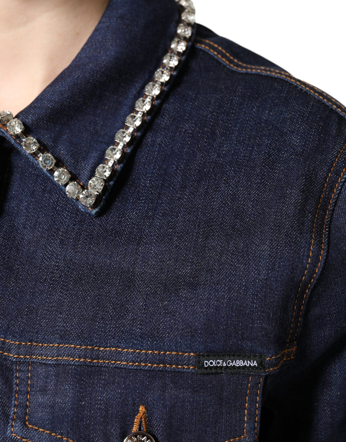 Dolce & Gabbana Women's Denim Cotton & Crystal Jacket - Dark Blue