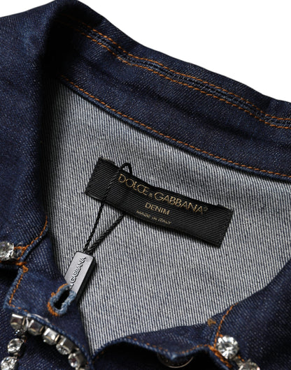 Dolce & Gabbana Women's Denim Cotton & Crystal Jacket - Dark Blue