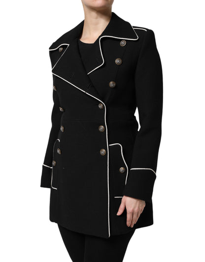 Dolce & Gabbana Women's Double Breasted Virgin Wool Silk Nylon & Elastane Blazer - Black