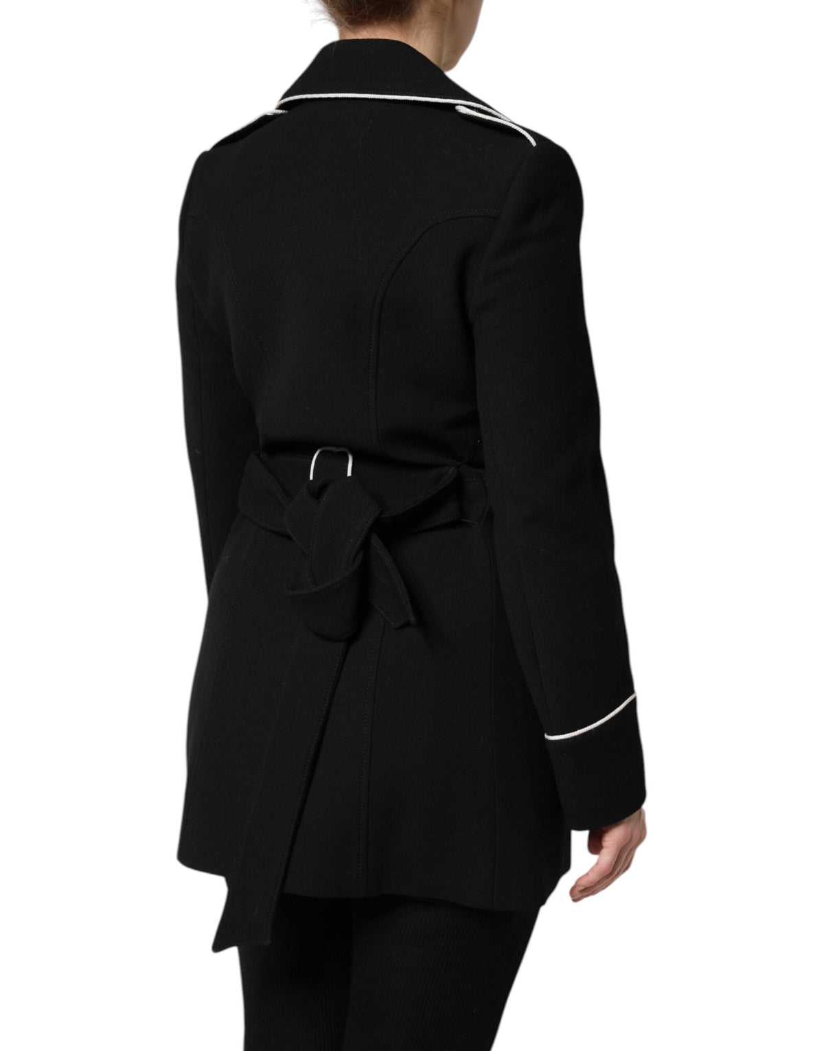 Dolce & Gabbana Women's Double Breasted Virgin Wool Silk Nylon & Elastane Blazer - Black