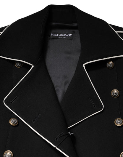 Dolce & Gabbana Women's Double Breasted Virgin Wool Silk Nylon & Elastane Blazer - Black