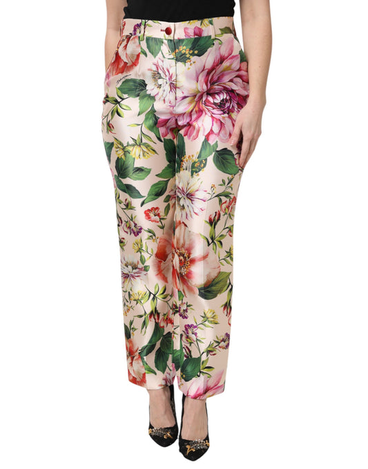 Dolce & Gabbana Women's Straight Regular Fit High Rise Polyester & Silk Jeans - Multicolor Floral