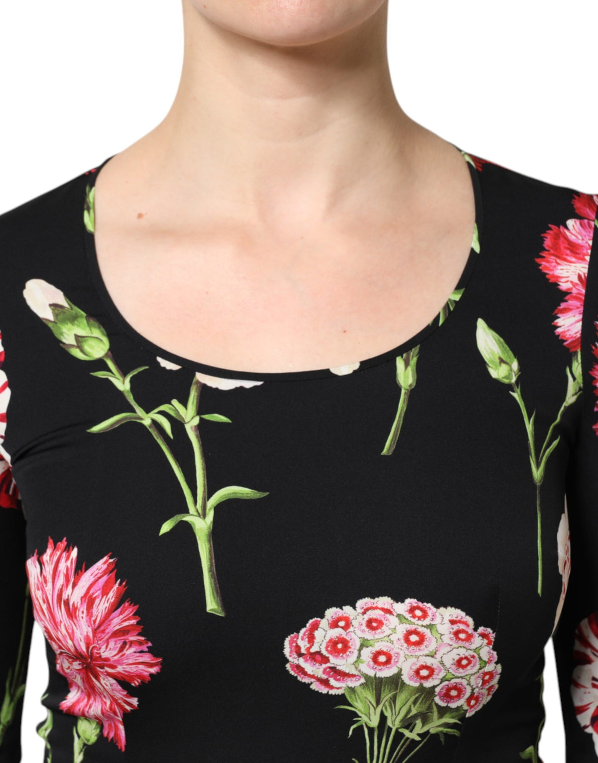 Dolce & Gabbana Black Floral Long Sleeve Women Blouse Top