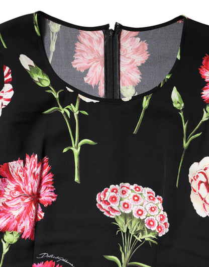 Dolce & Gabbana Black Floral Long Sleeve Women Blouse Top