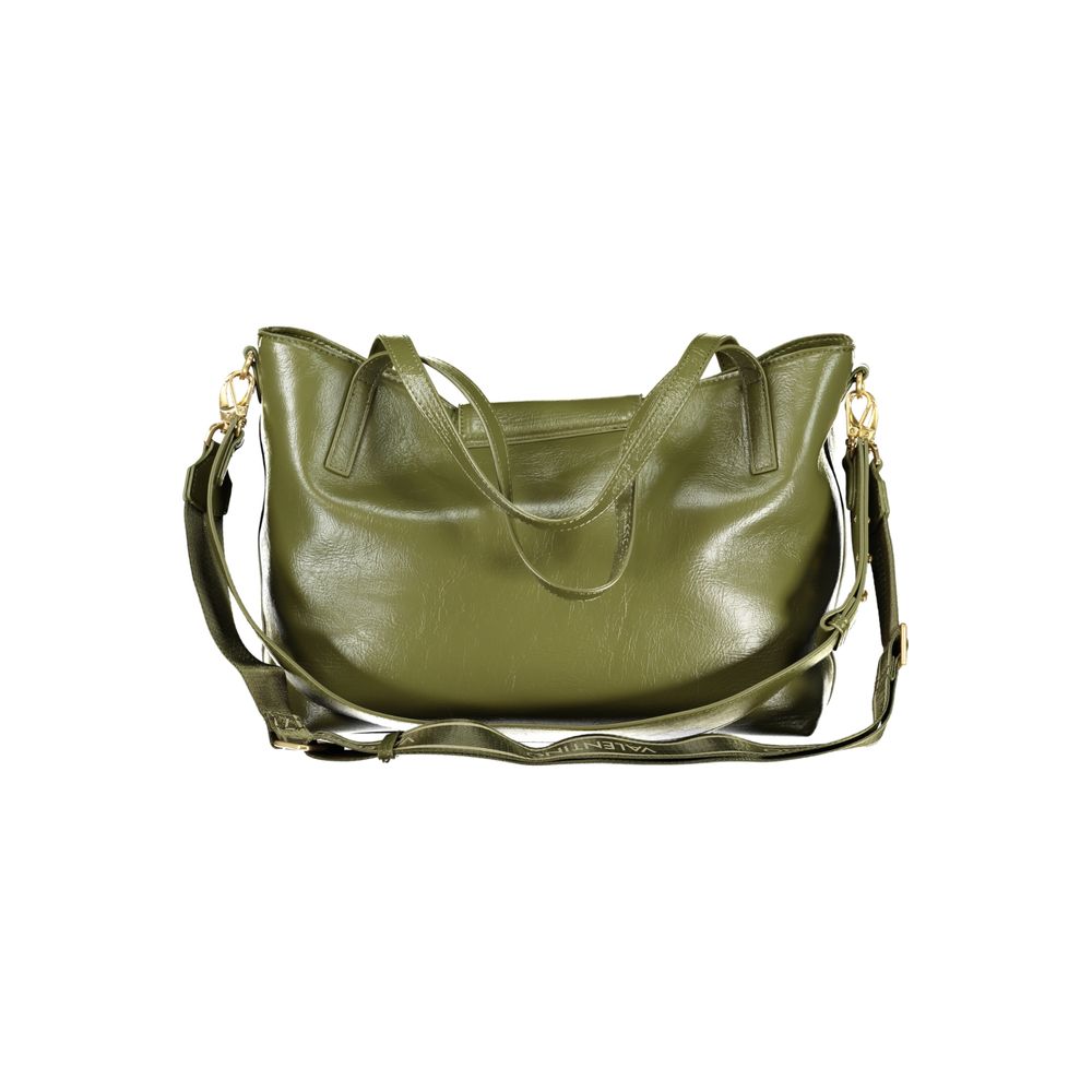 This Handbag by Mario Valentino for women in polyethylene and green presents a sculptural silhouette featuring a secure snap, ample internal-pockets, and versatile handle for a sculptural finish.