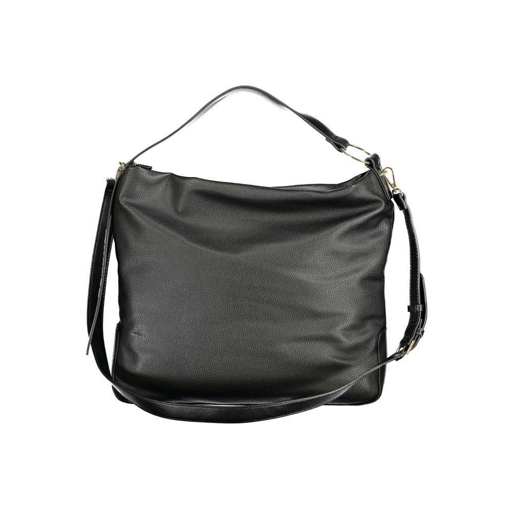 Handbag by Mario Valentino for women in polyethylene black features a refined silhouette, showcasing a secure zipper, organized internal-pockets, and versatile shoulder-strap, adjustable-strap & handle for a refined finish.