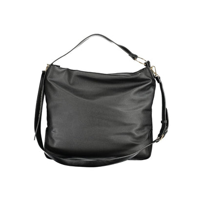 Handbag by Mario Valentino for women in polyethylene black features a refined silhouette, showcasing a secure zipper, organized internal-pockets, and versatile shoulder-strap, adjustable-strap & handle for a refined finish.