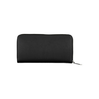 Cardholder Wallet by Calvin Klein for women in polyethylene faux leather black presents a refined silhouette, artfully capturing the essence of the Polyethylene Faux Leather Cardholder Wallet design with sophisticated card-organization rfid-protection zip-around coin-purse for a refined look.