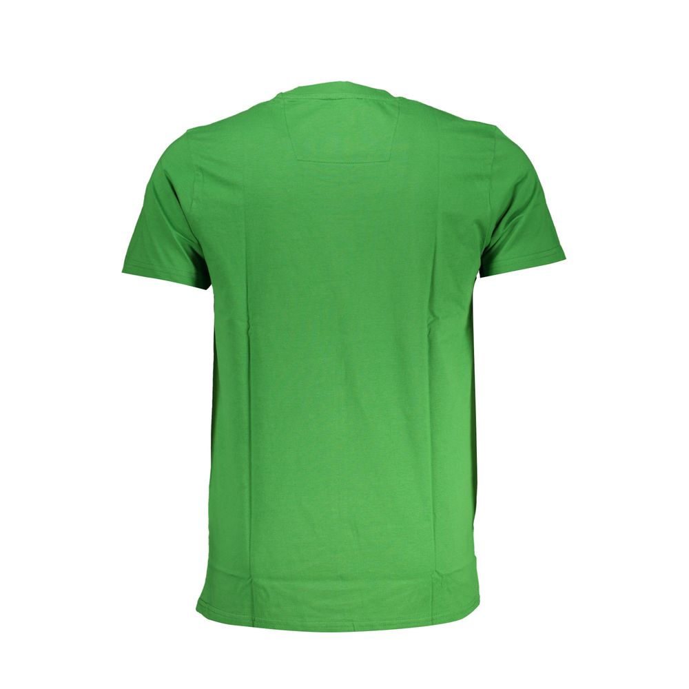 T-Shirt by Cavalli Class for men in cotton green & print showcases a unassuming silhouette, artfully detailed with a refined crew neckline and unassuming for a sophisticated, contemporary look.