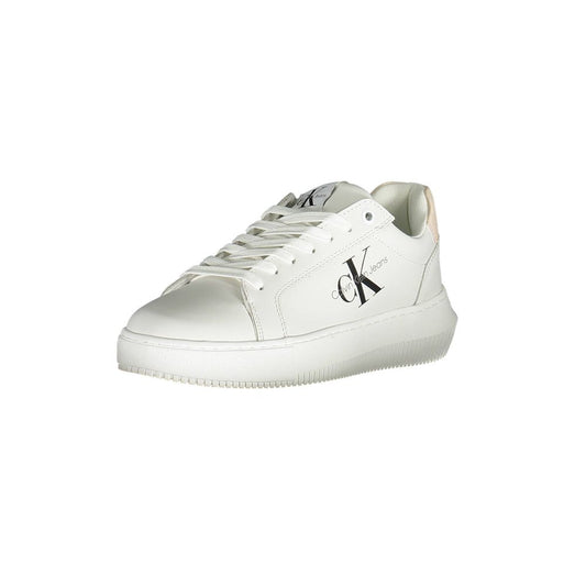Athletic Sneakers by Calvin Klein for women in polyester polyethylene leather white features an architectural silhouette from the Women's Athletic Polyester Polyethylene Leather Sneakers collection, showcasing a architectural athletic style for a architectural look.