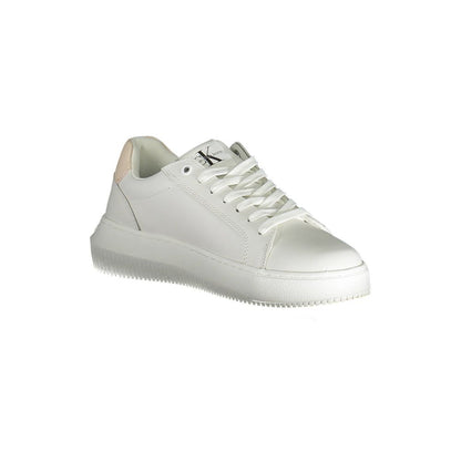 Athletic Sneakers by Calvin Klein for women in polyester polyethylene leather white presents a sleek silhouette, perfectly capturing the athletic style essence of Women's Athletic Polyester Polyethylene Leather Sneakers with its sleek design and premium finish.