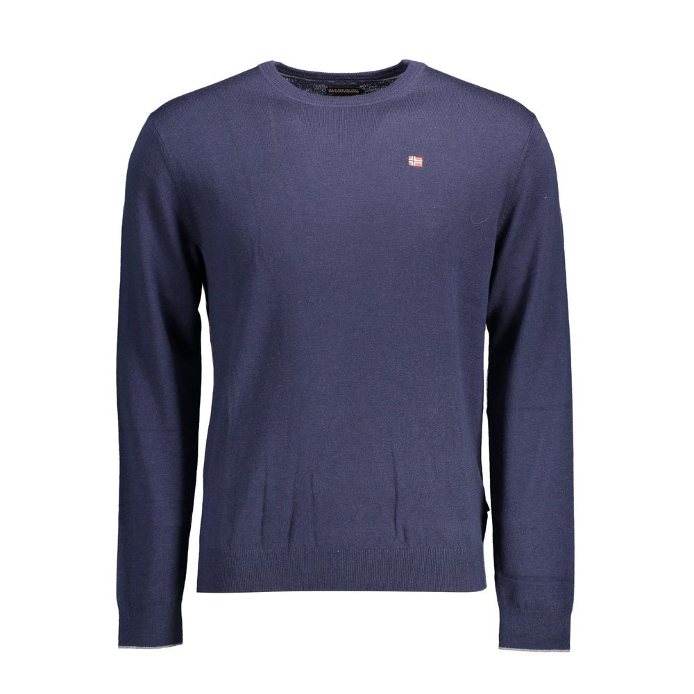 Sweater by Napapijri for men in wool blue showcases a downtown chic silhouette, artfully finished with a downtown chic round neckline and long-sleeve for a sophisticated, high-end look.