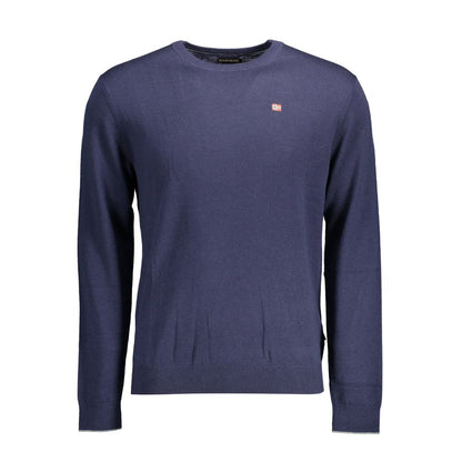 Sweater by Napapijri for men in wool blue showcases a downtown chic silhouette, artfully finished with a downtown chic round neckline and long-sleeve for a sophisticated, high-end look.