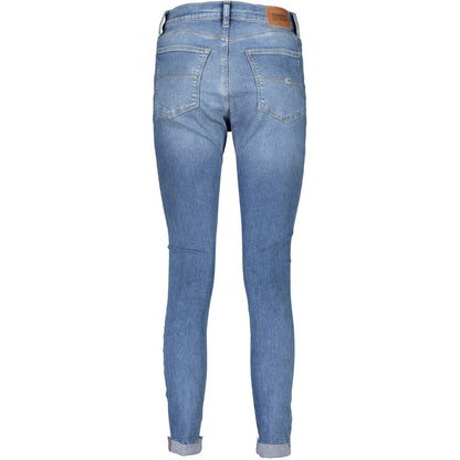 Pants by Tommy Hilfiger for women in stretch denim cotton light-blue features an understated silhouette, showcasing a sophisticated skinny and long with a refined for an understated, polished aesthetic.