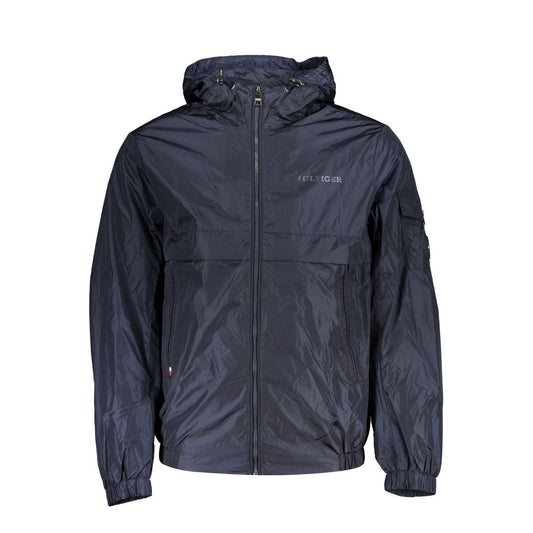 Hooded Jacket by Tommy Hilfiger for men in nylon blue features an utilitarian silhouette with a refined hooded neckline, showcasing sophisticated pockets & hooded for an utilitarian aesthetic.