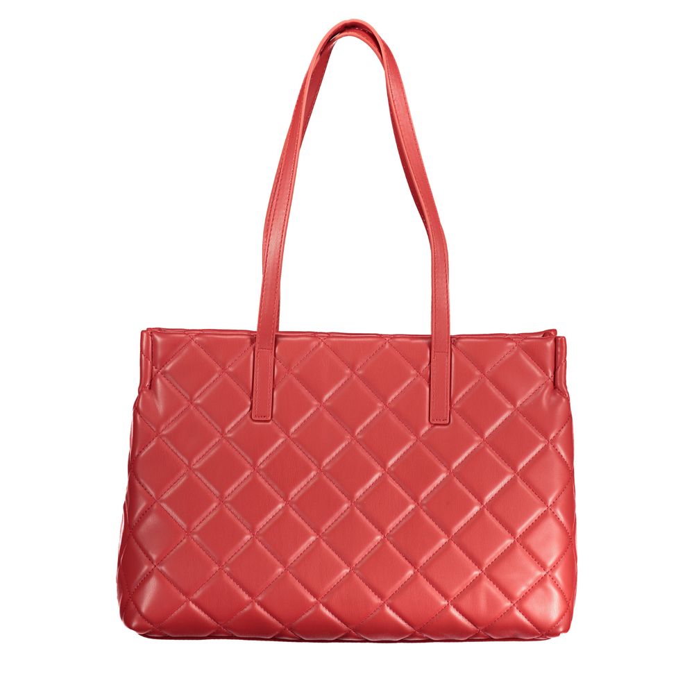 Handbag by Mario Valentino for women in polyethylene red features a signature silhouette, showcasing a secure zipper and signature with versatile handle for a sophisticated look.