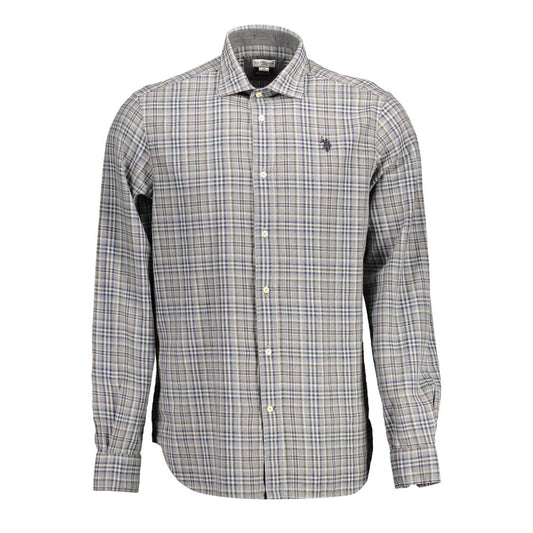 Polo Shirt by U.S. POLO ASSN. for men in cotton brown, gray & patterned presents a crisp silhouette, artfully detailed with a crisp long-sleeve and crisp .