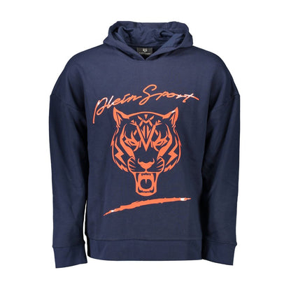 Hooded Sweatshirt Hoodie by Plein Sport for men in cotton polyester blue features an luminous silhouette, showcasing a sophisticated hooded neckline and long-sleeve for a truly luminous look.