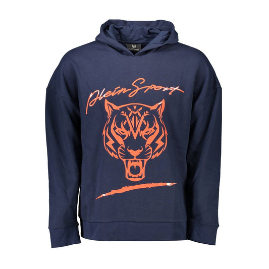 Hooded Sweatshirt Hoodie by Plein Sport for men in cotton polyester blue features an luminous silhouette, showcasing a sophisticated hooded neckline and long-sleeve for a truly luminous look.