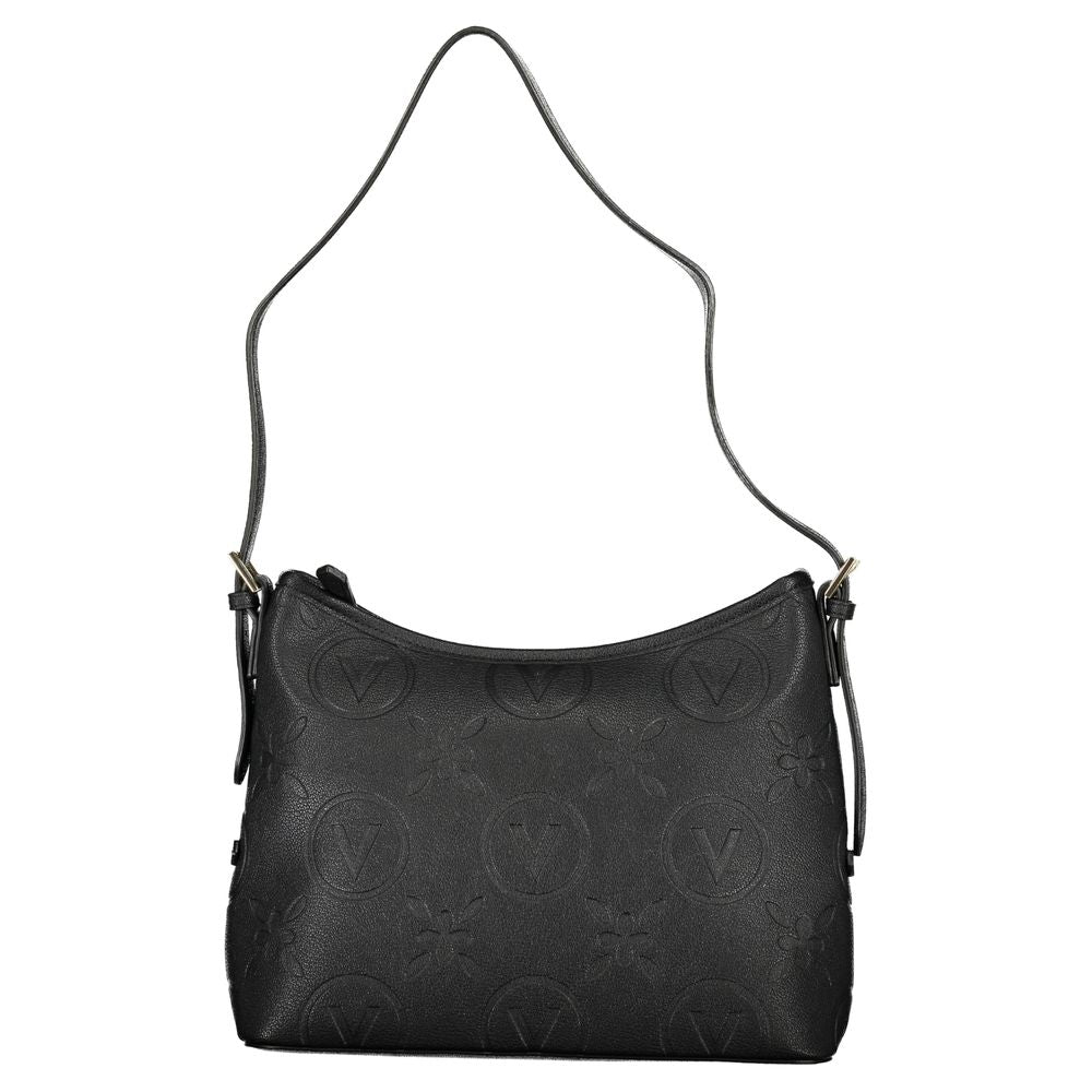 This Shoulder Handbag by Mario Valentino for women in polyethylene and black presents a sculptural silhouette featuring a secure zipper, ample internal-pockets, and versatile shoulder-strap & adjustable-strap for a sculptural finish.