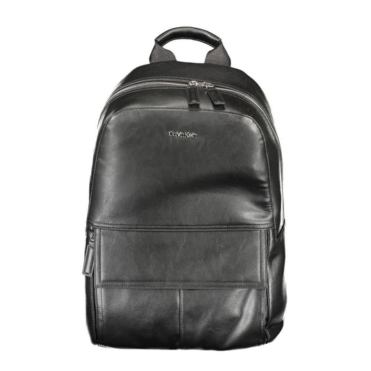 Backpack by Calvin Klein for men in polyester & polyethylene black features a refined silhouette, showcasing the Explorer Polyester & Polyethylene Backpack design with a secure , ample internal-pockets & laptop-compartment, and versatile handle, backpack-strap & adjustable-strap.