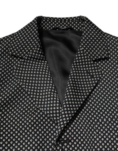 Dolce & Gabbana Men's Single Breasted Polyester Viscose Wool Blazer - Black White Patterned