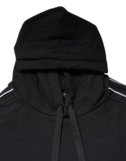 Dolce & Gabbana Black Cotton Logo Hooded Sweatshirt Sweater