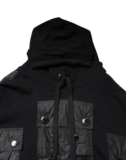 Dolce & Gabbana Black Cotton Hooded Sweatshirt Sweater