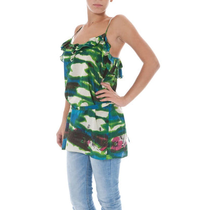 T-Shirt by John Galliano for women in cotton green showcases a dramatic silhouette, elegantly detailed with a dramatic and for a truly dramatic finish.