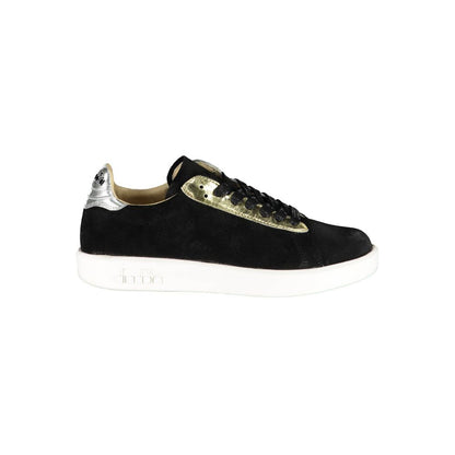 Sneakers by Diadora for women in cotton & leather black features an sumptuous design from the Women's Fashion Cotton & Leather Sneakers collection, highlighting a sumptuous fashion style for a premium, high-fashion look.