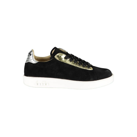 Sneakers by Diadora for women in cotton & leather black features an sumptuous design from the Women's Fashion Cotton & Leather Sneakers collection, highlighting a sumptuous fashion style for a premium, high-fashion look.