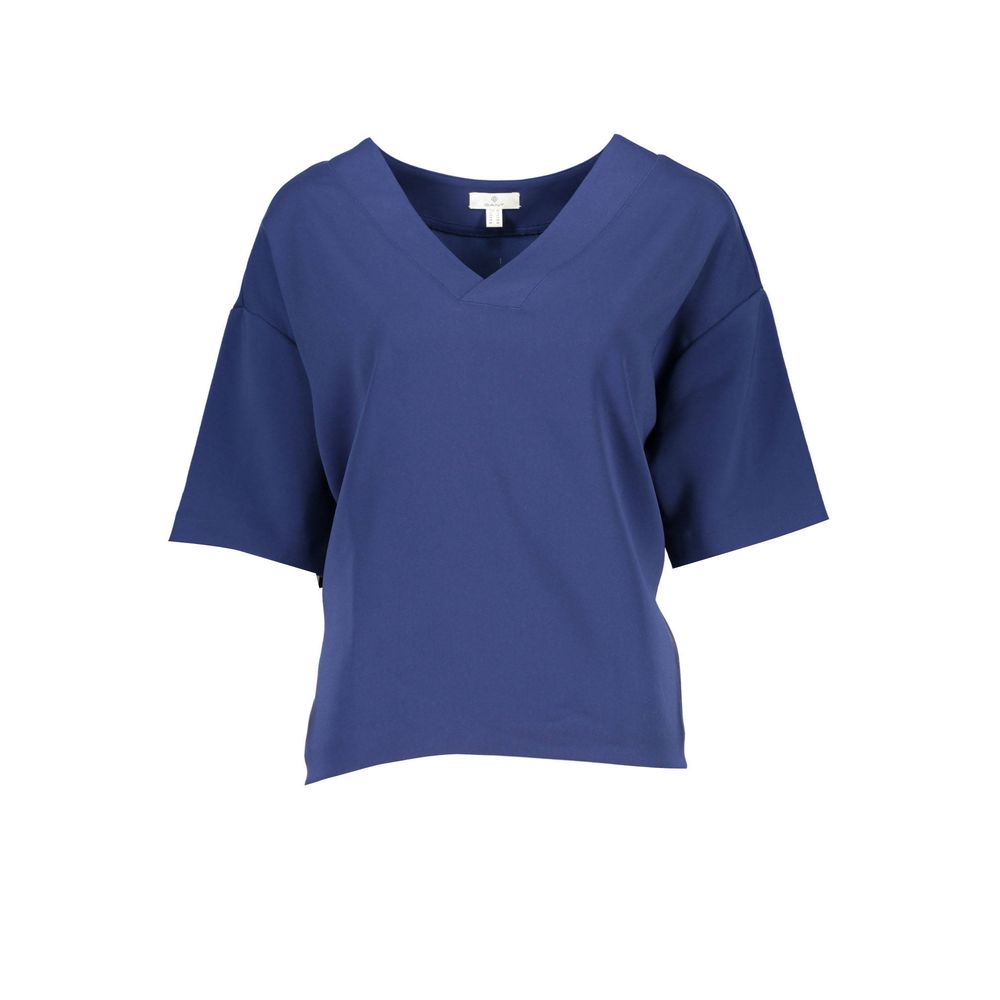 T-Shirt by Gant for women in stretch cotton blue showcases a unassuming silhouette, artfully detailed with a refined and unassuming short-sleeve for a sophisticated, contemporary look.