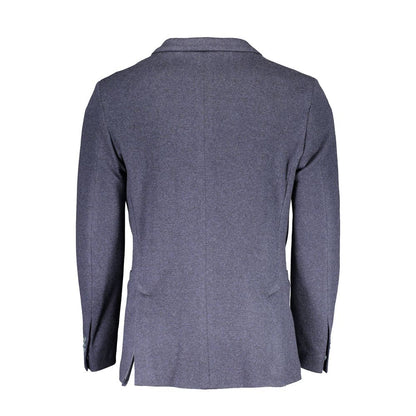 Jacket by Gant for men in wool & stretch poly cotton blue showcases a enveloping silhouette, artfully detailed with a enveloping and premium pockets for a truly enveloping finish.