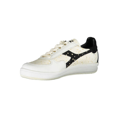 Sneakers by Diadora for women in cotton & leather white presents a sumptuous silhouette from the Women's Fashion Cotton & Leather Sneakers collection, showcasing a sumptuous fashion style for an elevated aesthetic.