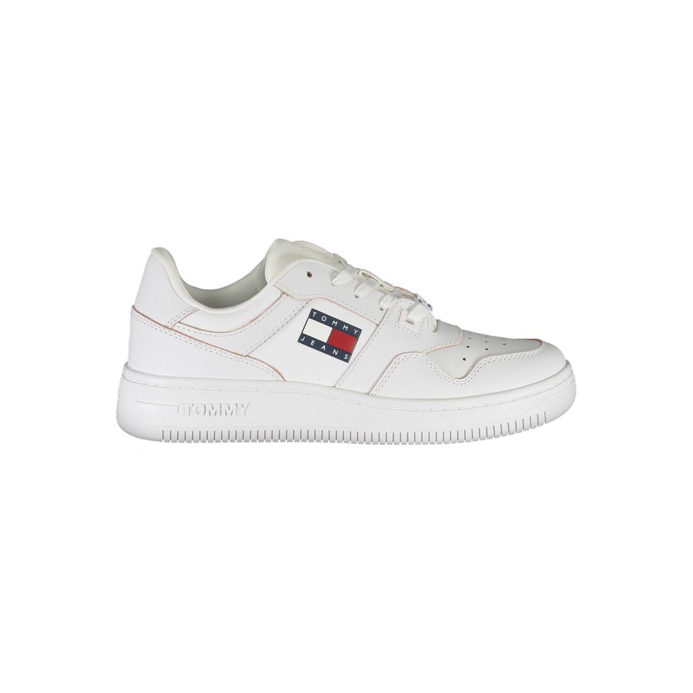 Sneakers by Tommy Hilfiger for women in polyester polyethylene leather white features an opulent silhouette from the Women's Fashion Polyester Polyethylene Leather Sneakers collection, showcasing a signature fashion style with an opulent finish.