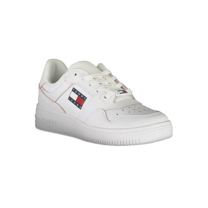 Sneakers by Tommy Hilfiger for women in polyester polyethylene leather white features an sumptuous design from the Women's Fashion Polyester Polyethylene Leather Sneakers collection, highlighting a sumptuous fashion style for a premium, high-fashion look.