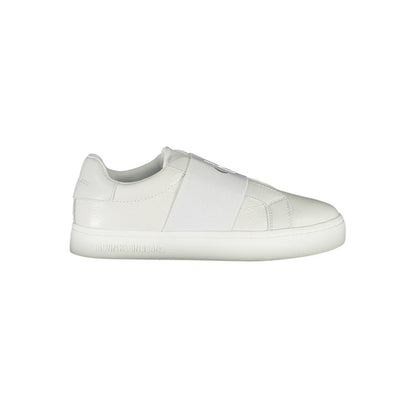 Sneakers by Calvin Klein for women in polyester polyethylene leather white presents a sumptuous silhouette, artfully capturing the essence of the Women's Casual Polyester Polyethylene Leather Sneakers with its sumptuous casual style design.