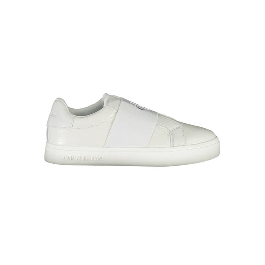 Sneakers by Calvin Klein for women in polyester polyethylene leather white presents a sumptuous silhouette, artfully capturing the essence of the Women's Casual Polyester Polyethylene Leather Sneakers with its sumptuous casual style design.