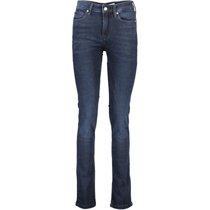 Pants by Calvin Klein for women in cotton blue showcases a unrivaled comfort silhouette, featuring a slim cut and long with a for a unrivaled comfort and refined aesthetic.