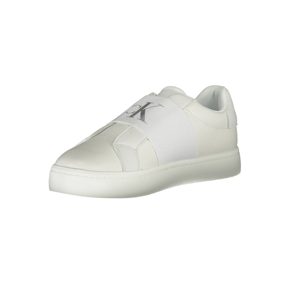 Sneakers by Calvin Klein for women in polyester polyethylene leather white presents a sumptuous silhouette as Women's Casual Polyester Polyethylene Leather Sneakers, expertly defined by a sumptuous casual style for a sumptuous, high-fashion look.