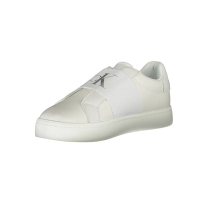 Sneakers by Calvin Klein for women in polyester polyethylene leather white presents a sumptuous silhouette as Women's Casual Polyester Polyethylene Leather Sneakers, expertly defined by a sumptuous casual style for a sumptuous, high-fashion look.